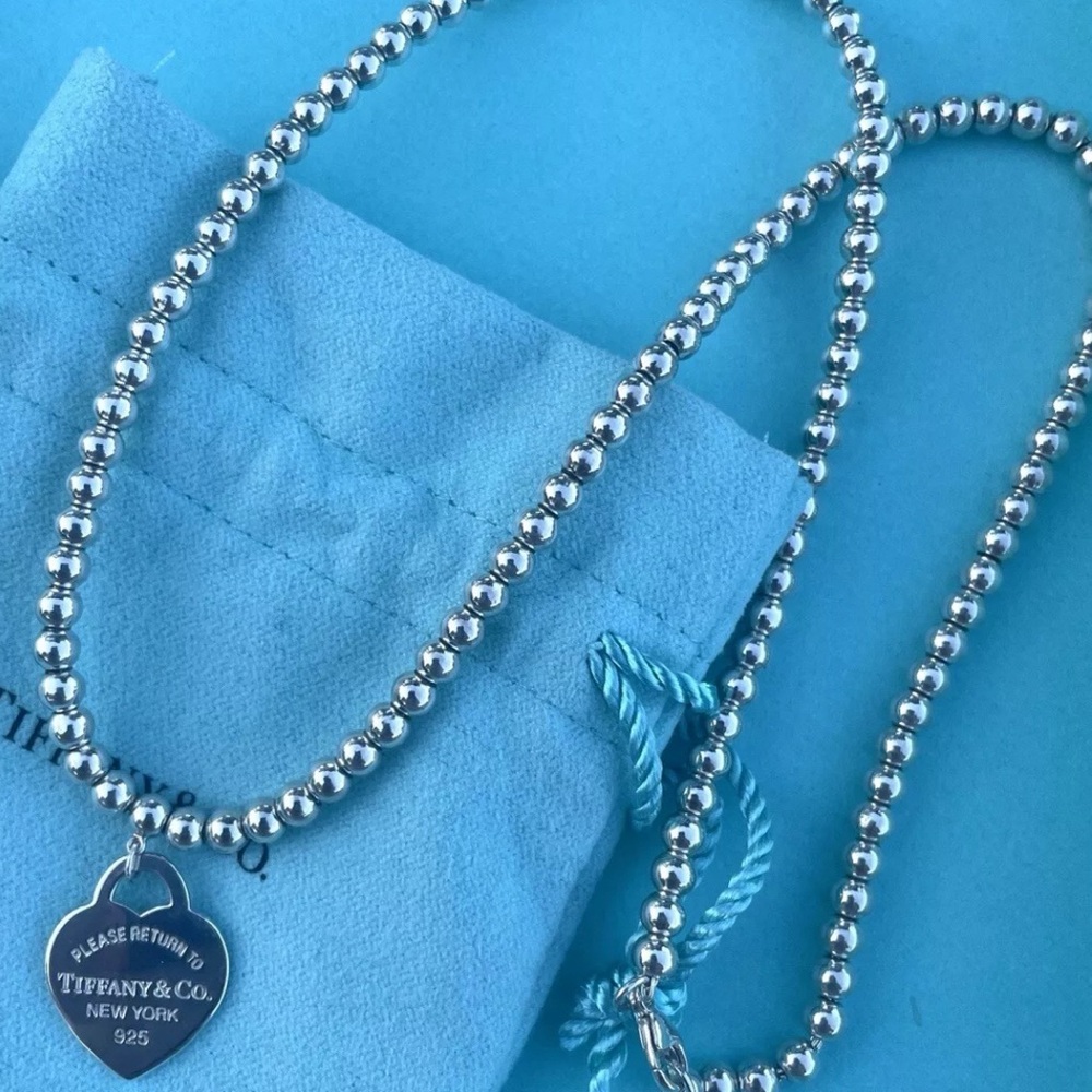 Gorgeous, Authentic Tiffany & Co. “Return to Tiffany” Silver Beaded Necklace 18”